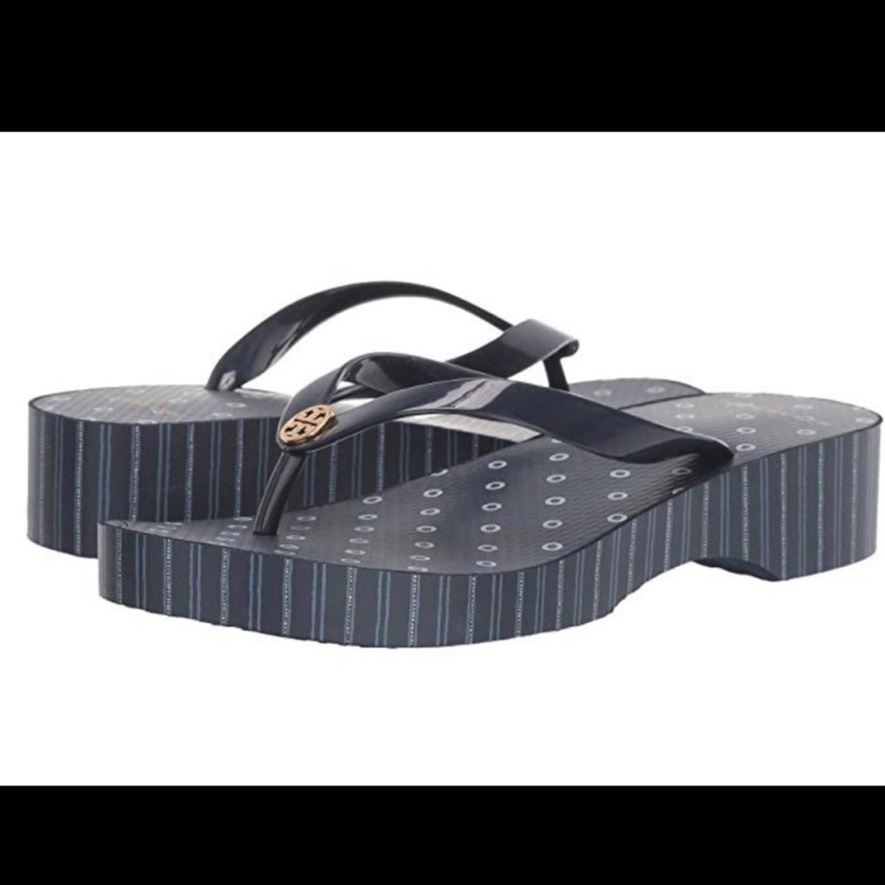 NWT Tory Burch Printed Wedge Thong Sandals - Picture 3 of 9